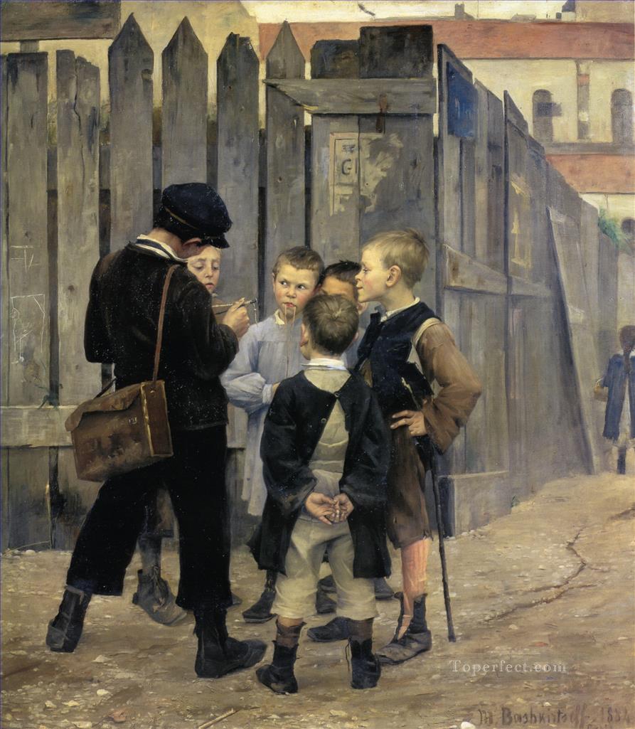 マリー・バシキルツェフ 会議 1884年 子供 子供油絵